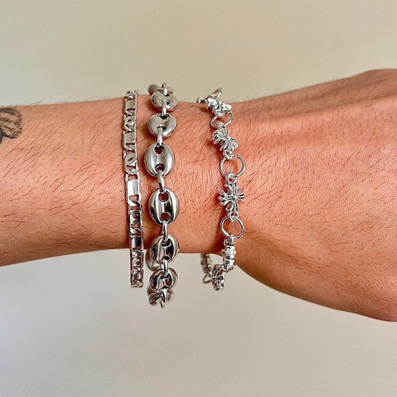 y2k grunge silver cross pendant bracelet - Picture 5 of 8